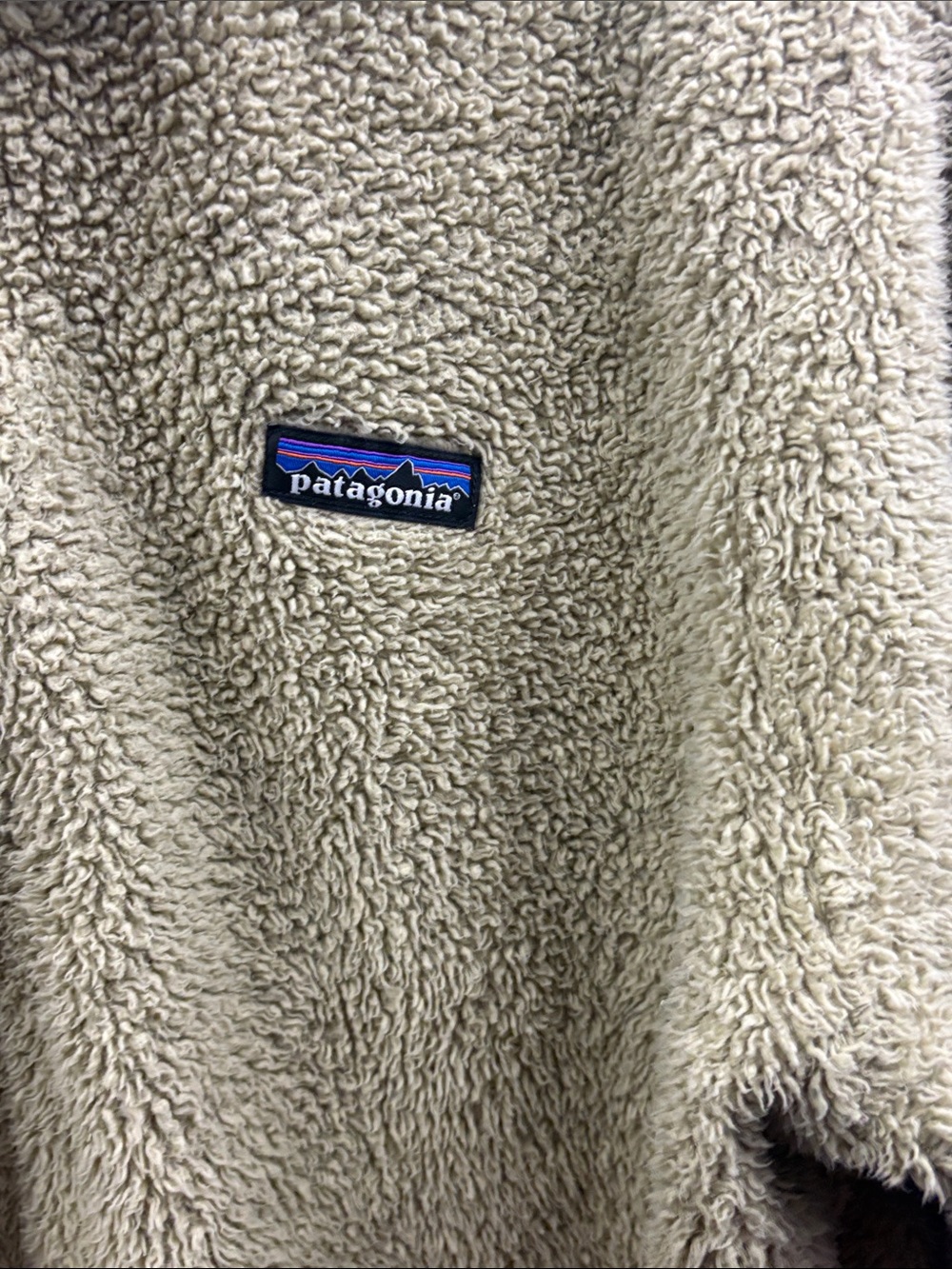 Patagonia Womens Los Gatos Fuzzy 1/4 Zip Oatmeal Tan Fleece Pullover - Picture 3 of 6